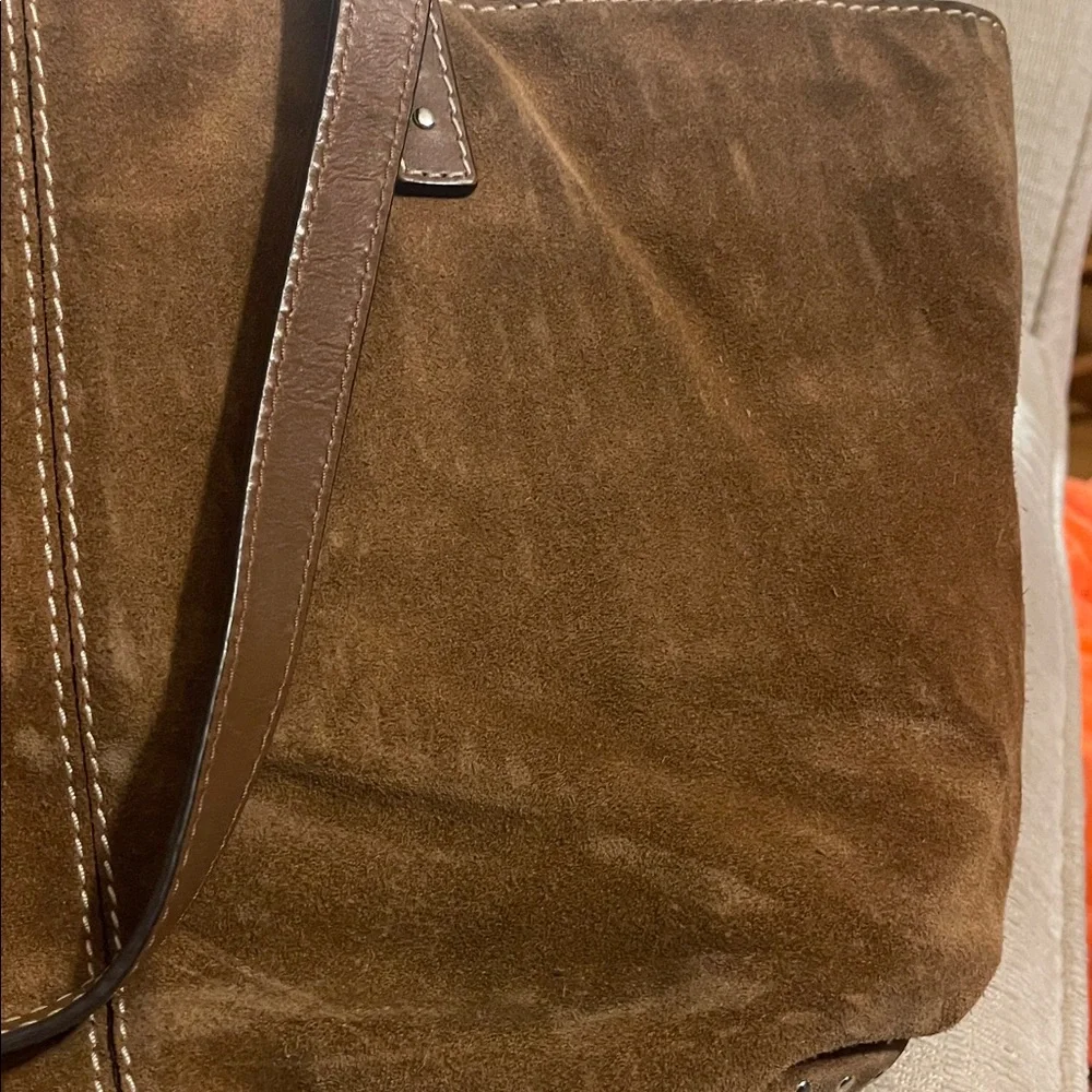 Michael Kors Brown Suede and Leather Tote Bag - Picture 11 of 16